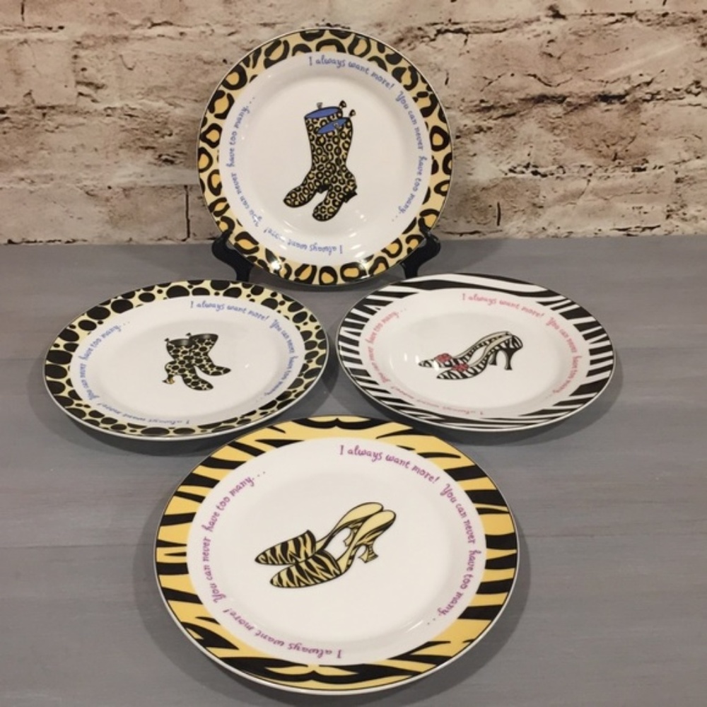 Snack Plate Set with Animal Print Shoes & Boots Design